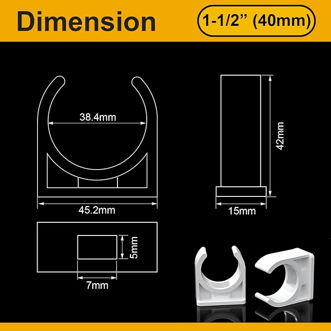 30PCS 40mm PVC Pipe Clamps, U-Shaped Pipe Clips - Image 2