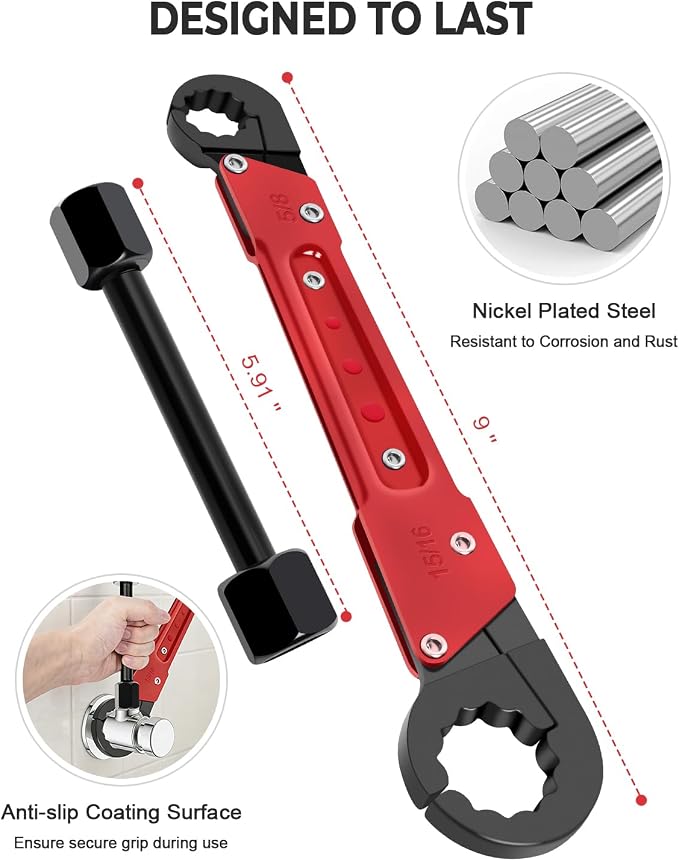 5 Pcs Plumbing Tools Kit with Angle Stop Wrench, Adjustable Wrench Professional - Image 2