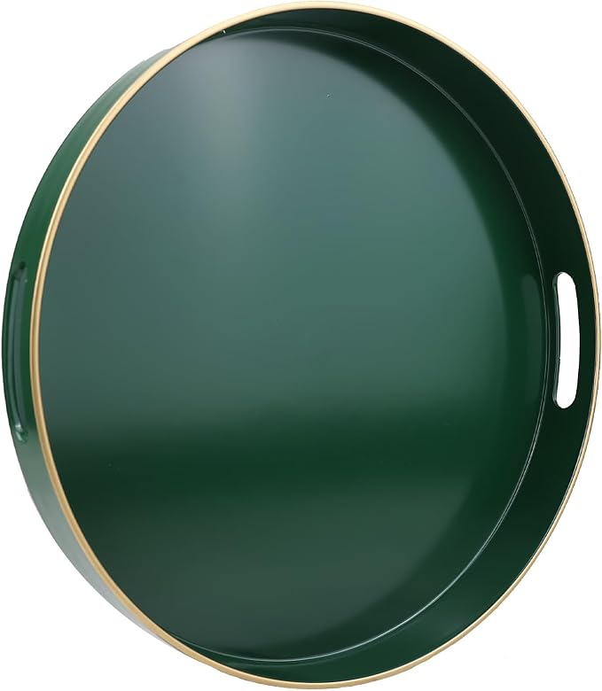 Green Round Decorative Tray by Omuriko