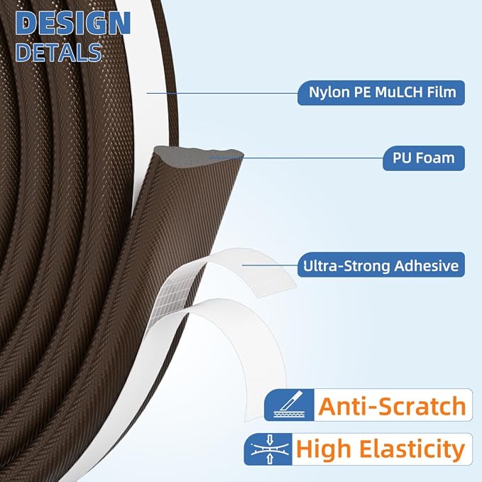 Kneelisa Wedge-Shape Window Weather Stripping Door Frame Seal 196” Brown | - Image 3