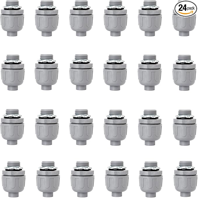 1/2 inch Liquid Tight Connector PVC Flexible Conduit Connector, Straight 180 by Wocloer