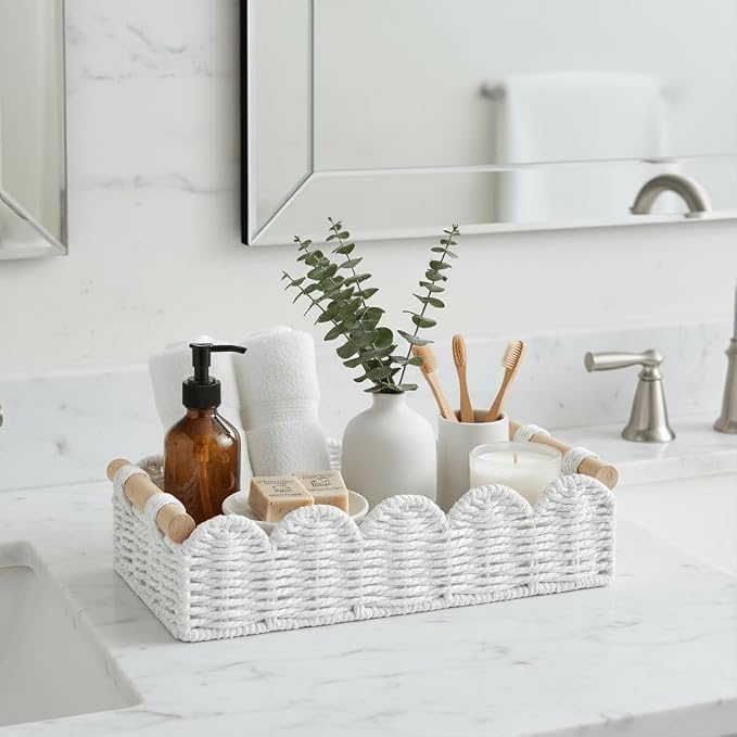 CubesLand Toilet Paper Storage Basket Organizer, Small Wicker Decor Basket | - Image 5