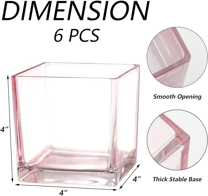 Square Glass Vases Set of 6, Small Vase - Image 6