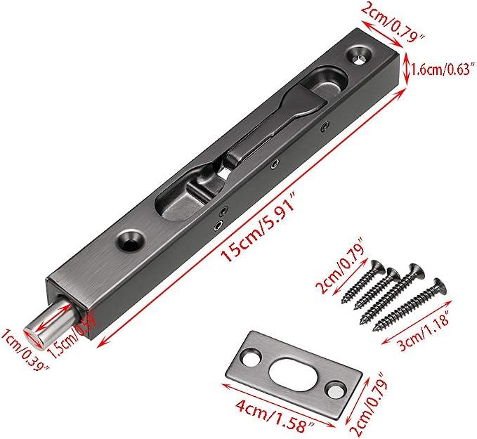 Sumnacon 2 Pcs Door Flush Bolts 6 Inch Flush Bolt - Image 4