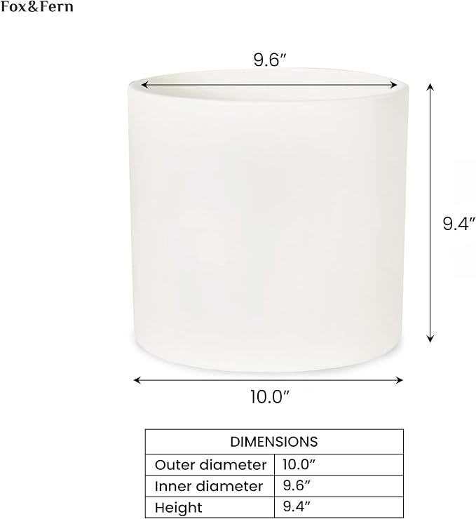 Fox & Fern Large Planter for Indoor or Outdoor, Matte White, 10 Inch | UV & - Image 6