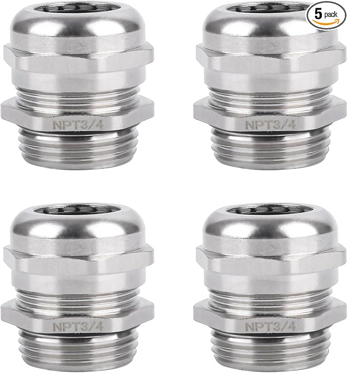 NPT 3/4" Nickel-Plated Copper Waterproof Cable Glands by Unknown