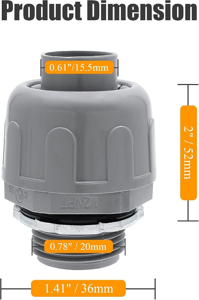 4Pcs NPT 1/2" Electrical Conduit Connector Fittings | 180D, PVC Non-metallic - Image 2