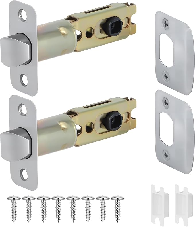 2 Pack Nickel Door Latch Replacements, 8mm Big Spindle Hole, 45°Turning Angle by POFEIKTS