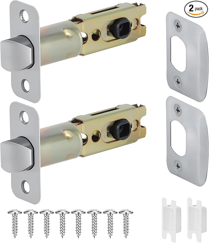 2 Pack Brushed Nickel Door Latch Replacement, 45°Turning Angle Door Lock by POFEIKTS