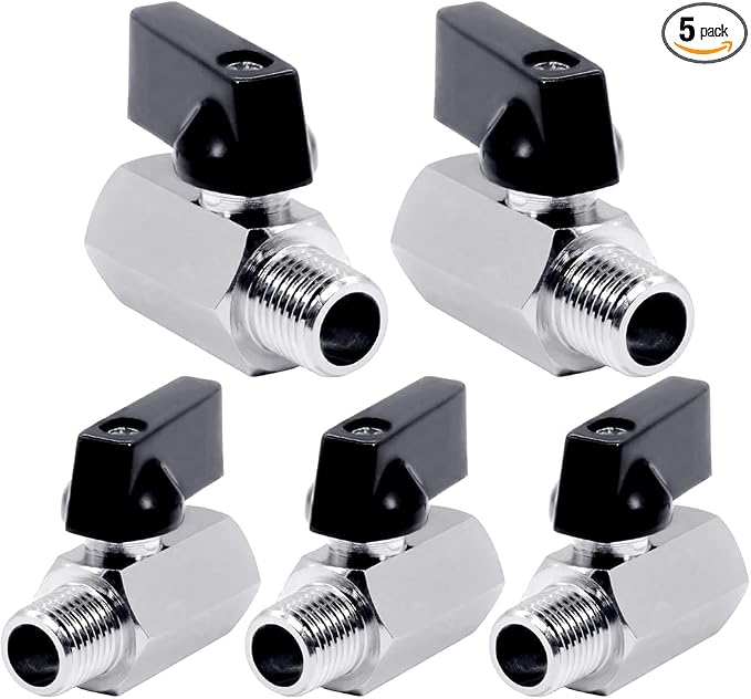 Beduan 1/4 NPT Brass Mini Ball Valve NPT Female x Male Shut-Off Valve 5 PCS by Beduan
