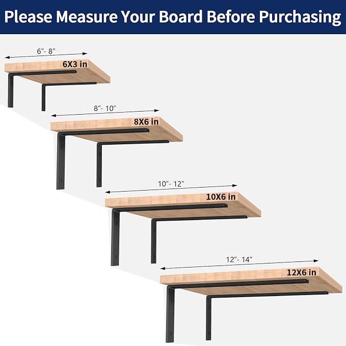 LSK 6PCS Shelf Bracket, L 6"×H 3", 5mm Thick Heavy Duty L Bracket, Max Load: - Image 5