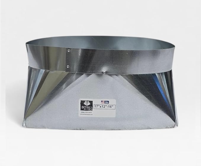 17"x12"-16" Square-to-Round Duct Transition Adapter by BowenMetals