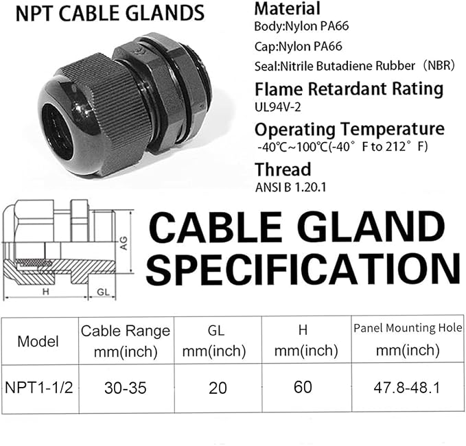 10PCS Cable Glands-PENGLIN 1-1/2" NPT Nylon Cable Connector | IP68 Waterproof - Image 5