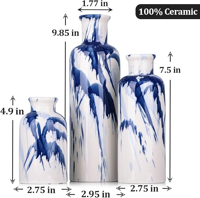 Blue Ceramic Vase Set - Image 2