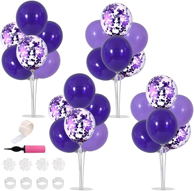 TONIFUL 4 Set Purple Balloon Stand Balloon Centerpiece by TONIFUL