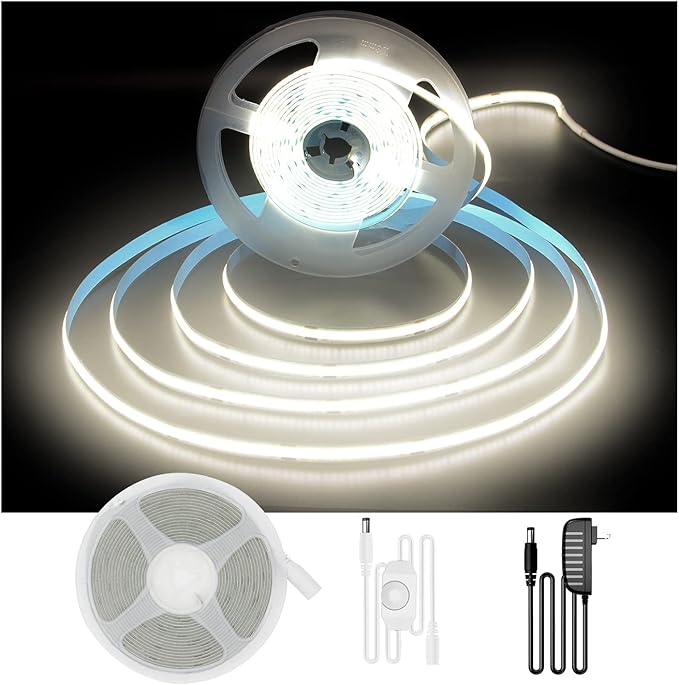 DAYBETTER COB LED Strip, 16.4 ft White LED Strip Lights, Dimmable LED Light by DAYBETTER