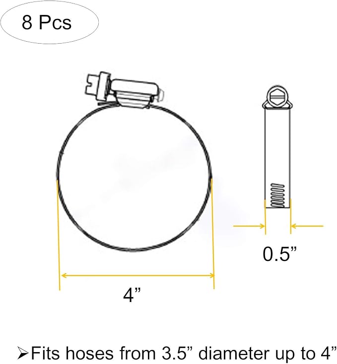 4 Inch Adjustable 304 Stainless Steel Duct Clamps Hose Clamp | Rust Resistant - Image 4