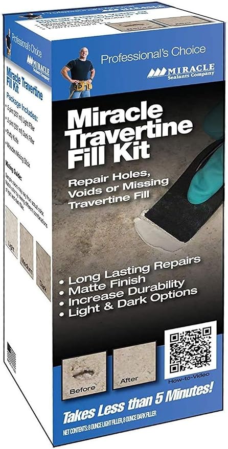 Miracle Travertine/Limestone Chip & Crack Fill Repair Kit w/Light & Dark Custom by MiracleSealants