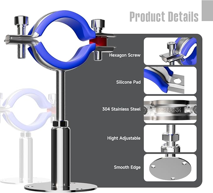 2 Pack Wall Mount Ceiling Mount Pipe Supports Suitable - Image 3