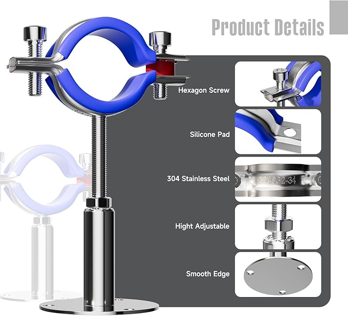 2 Pack Wall Mount Ceiling Mount Pipe Supports Suitable - Image 3