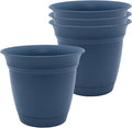 The HC Companies Eclipse Round Planter Pot, 8 Inch, Slate Blue, Attached Saucer by TheHCCompanies