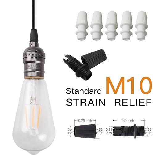 50 Pack Light Socket Grip Strain Relief M10 Screw Coupler Sleeve Connector - Image 5