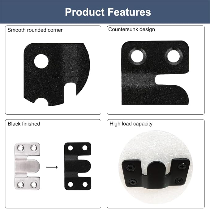 10Pcs Black Flush Mount Brackets 2.1" x 1.3" Stainless Steel Interlock Photo - Image 3