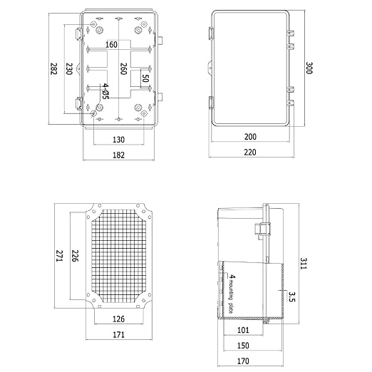 Waterproof Electrical Box, IP67 Junction Box Stainless Steel Latch Hinged Black - Image 6