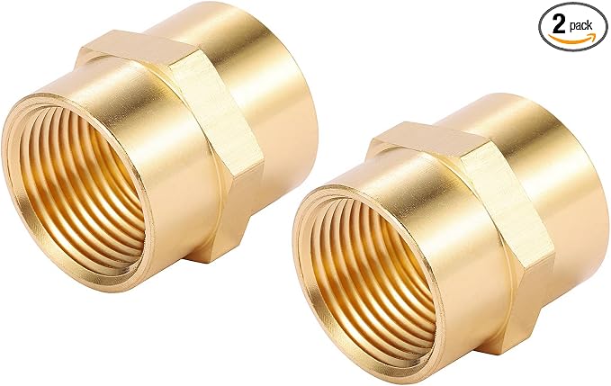 2 Pack 3/4" x 3/4" NPT Coupler, Brass Female Pipe Fitting | by Sanpaint