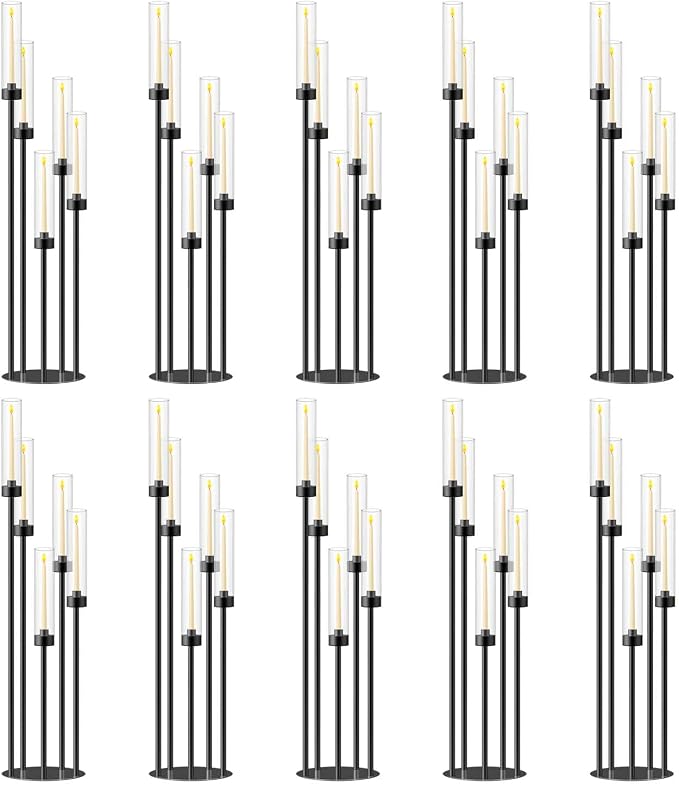 42.5inch 10pcs Black Candelabra Centerpieces by MEISHAONV