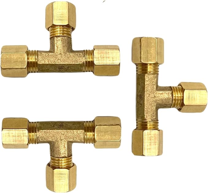 3 Pcs 3/16" OD Brass Compression Fittings, 3/16" OD 3 Way 90 Degree Adapter - Image 3