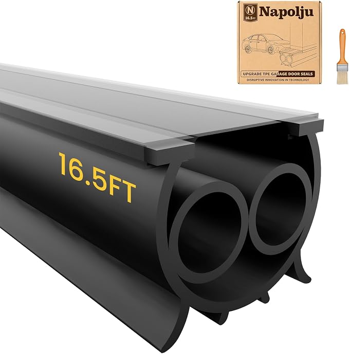Upgraded TPE Garage Door Bottom Seal 16.5FT | U+Double O Advanced Sealing by Napolju