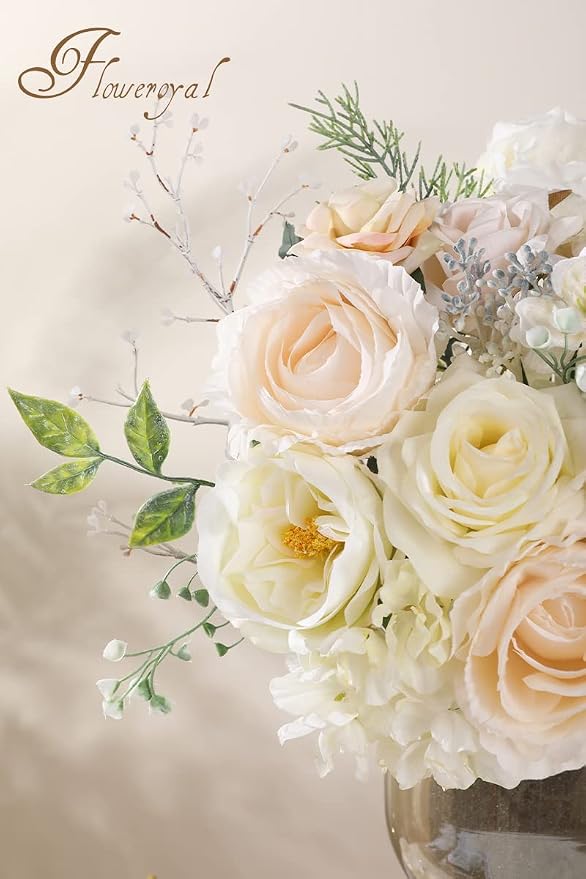 Artificial Flowers Combo White Flowers Mix Silk Flowers Dahlia Roses - Image 4