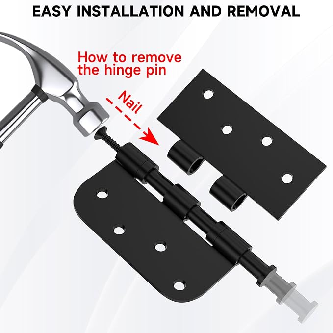 Stainless Steel Ball Bearing Door Hinges, 4x4 Inch Matte Black, Heavy Duty - Image 2