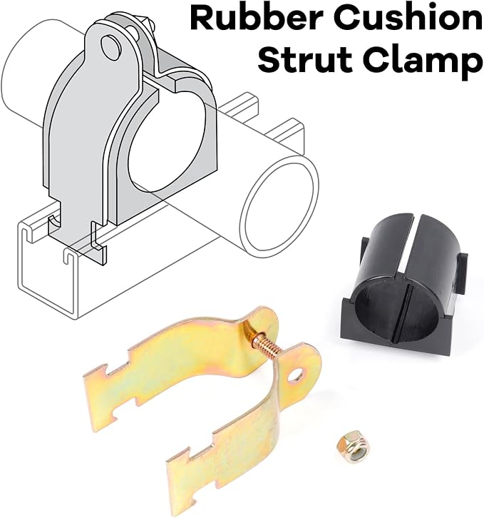 6 Pack Rubber Cushion Strut Clamp, 1/2" OD Pipe Strut Clamps - Image 3