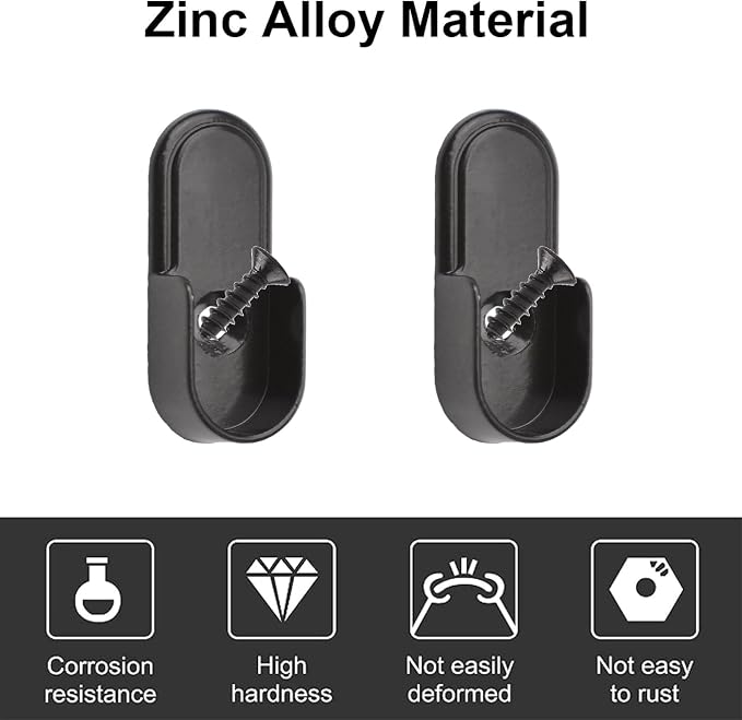 INCREWAY Oval Closet Rod Supports，6PCS Wardrobe Bracket Zinc Alloy Closet Rod - Image 3