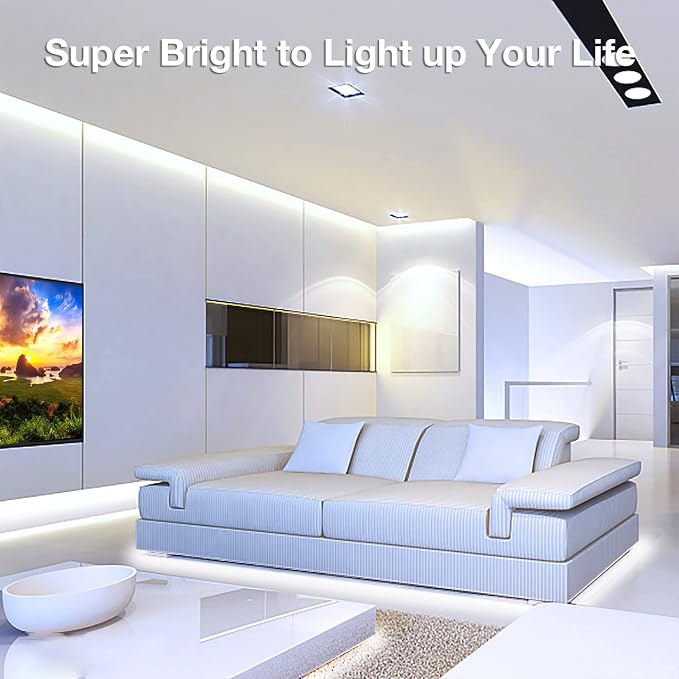 DAYBETTER COB LED Strip, 16.4 ft White LED Strip Lights, Dimmable LED Light - Image 2