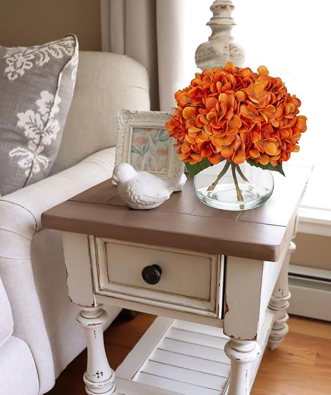 Hollyone Orange Fall Hydrangea Artificial Flowers - Image 4
