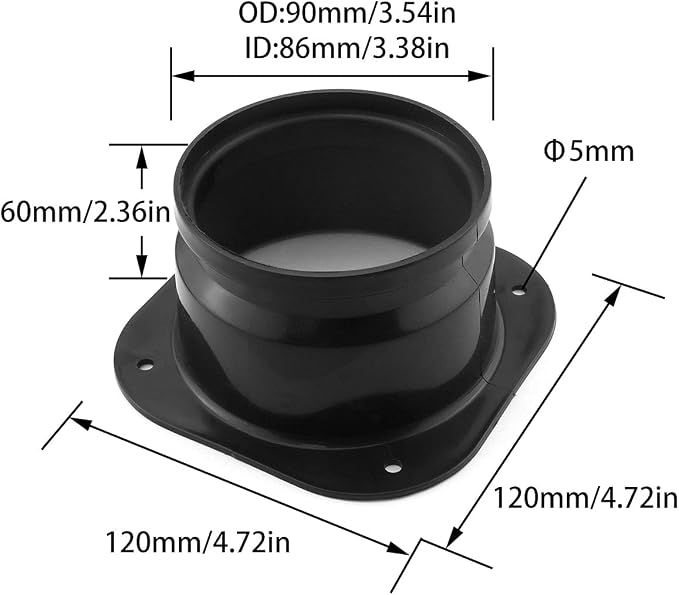 Dryer Vent Wall Plate 4Inch/100mm ABS Plastic Air Duct Connector Flange Panel - Image 2