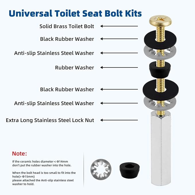 Universal Solid Brass Toilet Seat Screws - Image 4