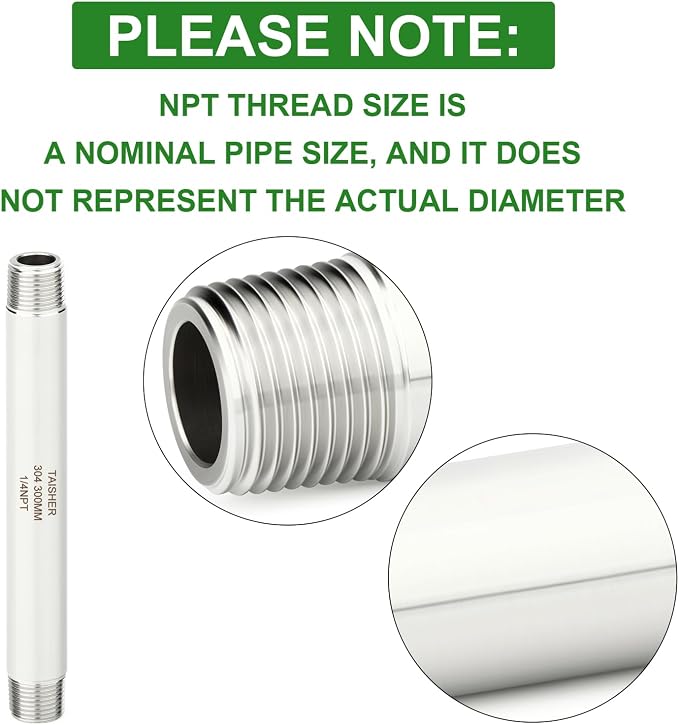 2pcs Thickened Nipple Cast Pipe 1/4" NPT Male - Image 4