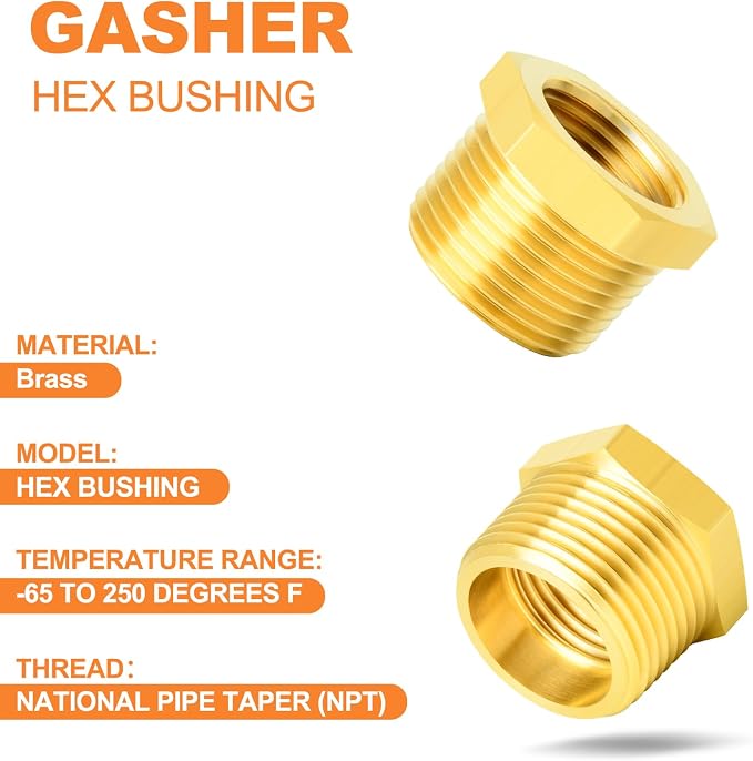 GASHER 36PCS Brass Hex Bushing Fitting Kit Hex Bushing 1/4" - Image 4
