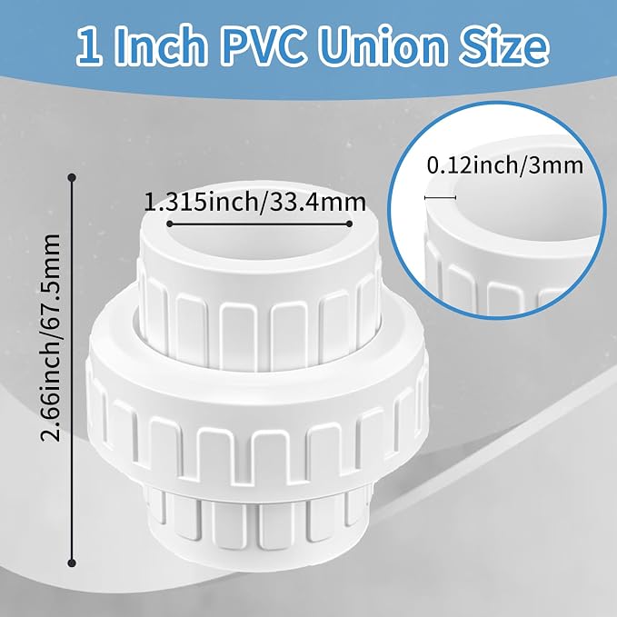 4 Pcs 1" PVC Union Pipe Fitting, 1 inch PVC Slip Union Coupling Adapter - Image 2