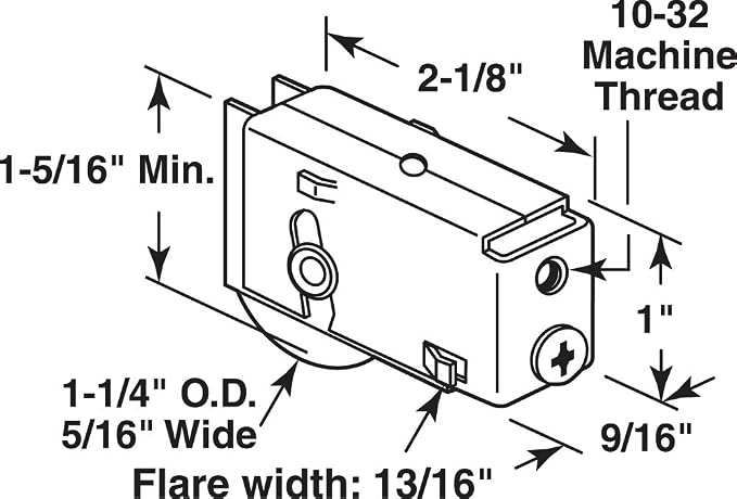 Prime-Line D 1554 1-1/4 In. Sliding Door Ball Bearing Roller Assembly - Image 2
