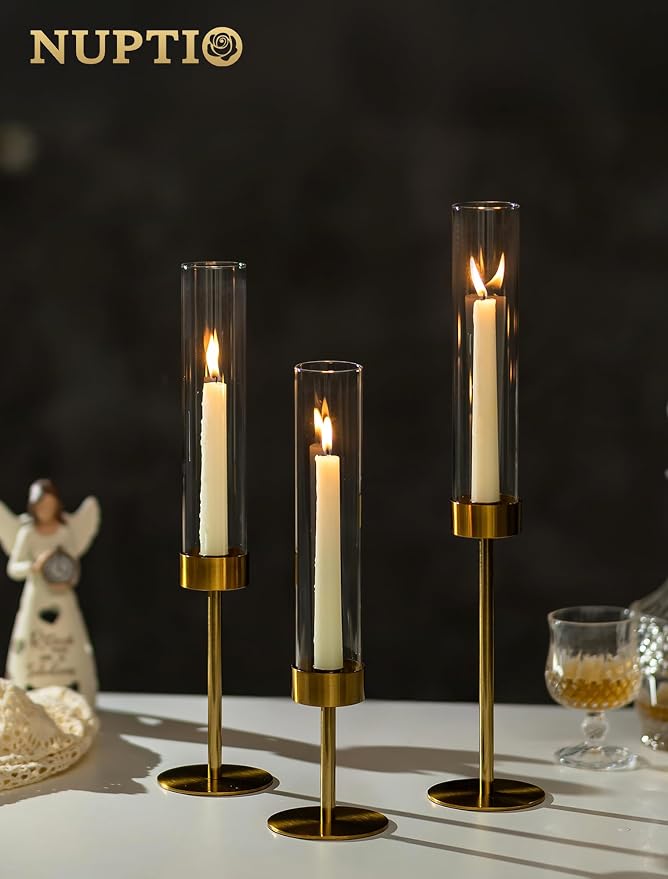 NUPTIO Candlestick Holders for Table Centerpiece, Tall Brass Taper Candle - Image 7