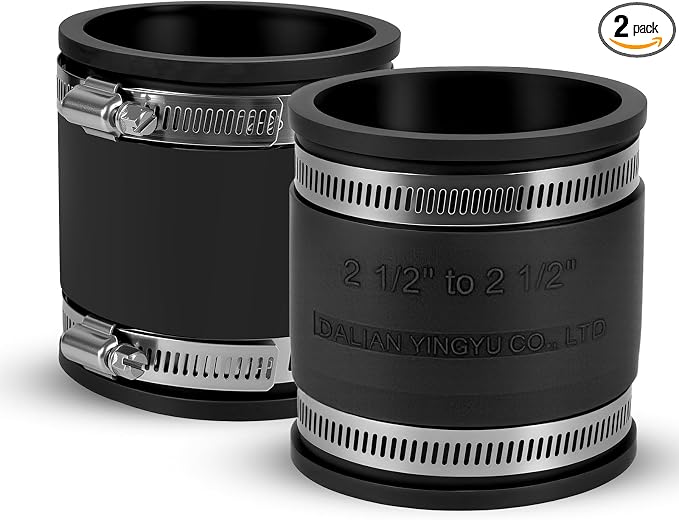 2 Pcs 2-1/2 IN Flexible PVC Pipe Coupling by DLYYPLUS
