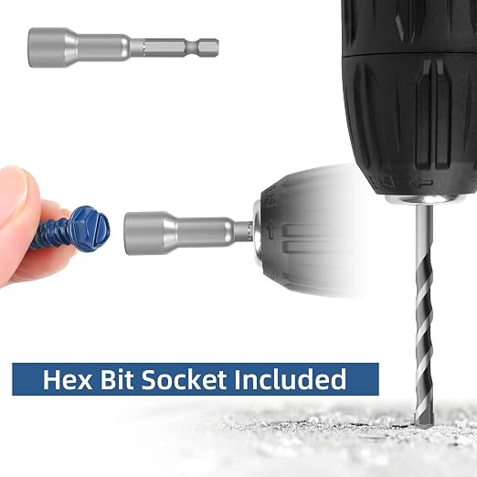 1/4" x 6" Blue Hex Head Concrete Screw Anchor Kit - Image 5