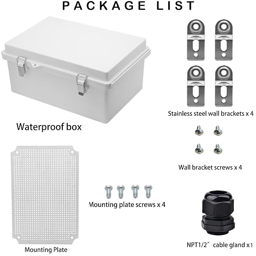 Waterproof Electrical Box, IP67 Junction Box Stainless Steel Latch Hinged Grey - Image 5