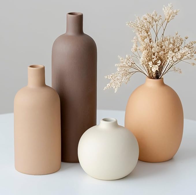 Modern Ceramic Vase Set, Neutral Colors, Decorative Vases by Vaurcesavase