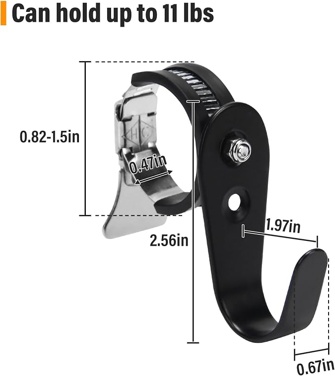 Tube Rod Hooks, for 0.83"-1.5" in Inner Dia Adjustable Rod, Bathroom Wardrobe - Image 2